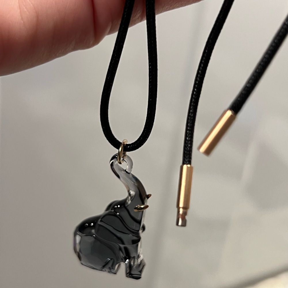Swarovski Black Elephant cord Necklace. New!